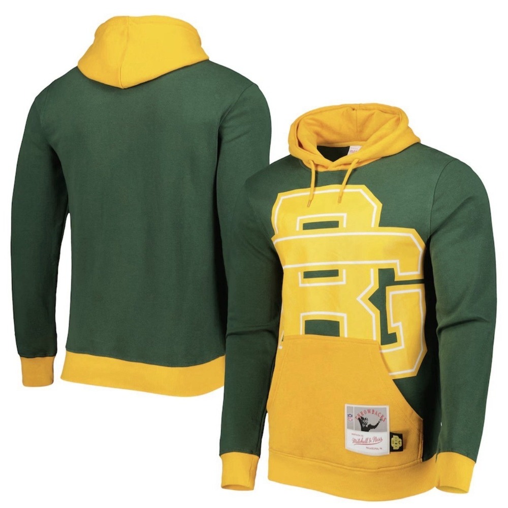 Men's XL Green Bay Packers Mitchell & Ness Green Big Face 5.0 Pullover Hoodie